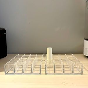 Acrylic lipstick holder container. Holds 24 lipsticks. Almost brand new.